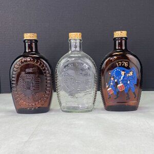 Vintage Log Cabin Bicentennial 1776 Mt Rushmore Syrup Bottles Lot Of 3